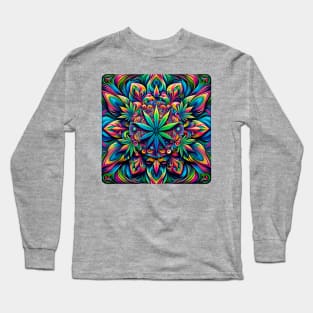 Psychedelic Cannabis Mandala Long Sleeve T-Shirt